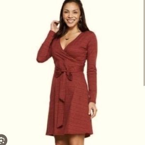 Toad & Co Women’s Cue Wrap Dress cotton red Mahogany Dot Print New NWT XS